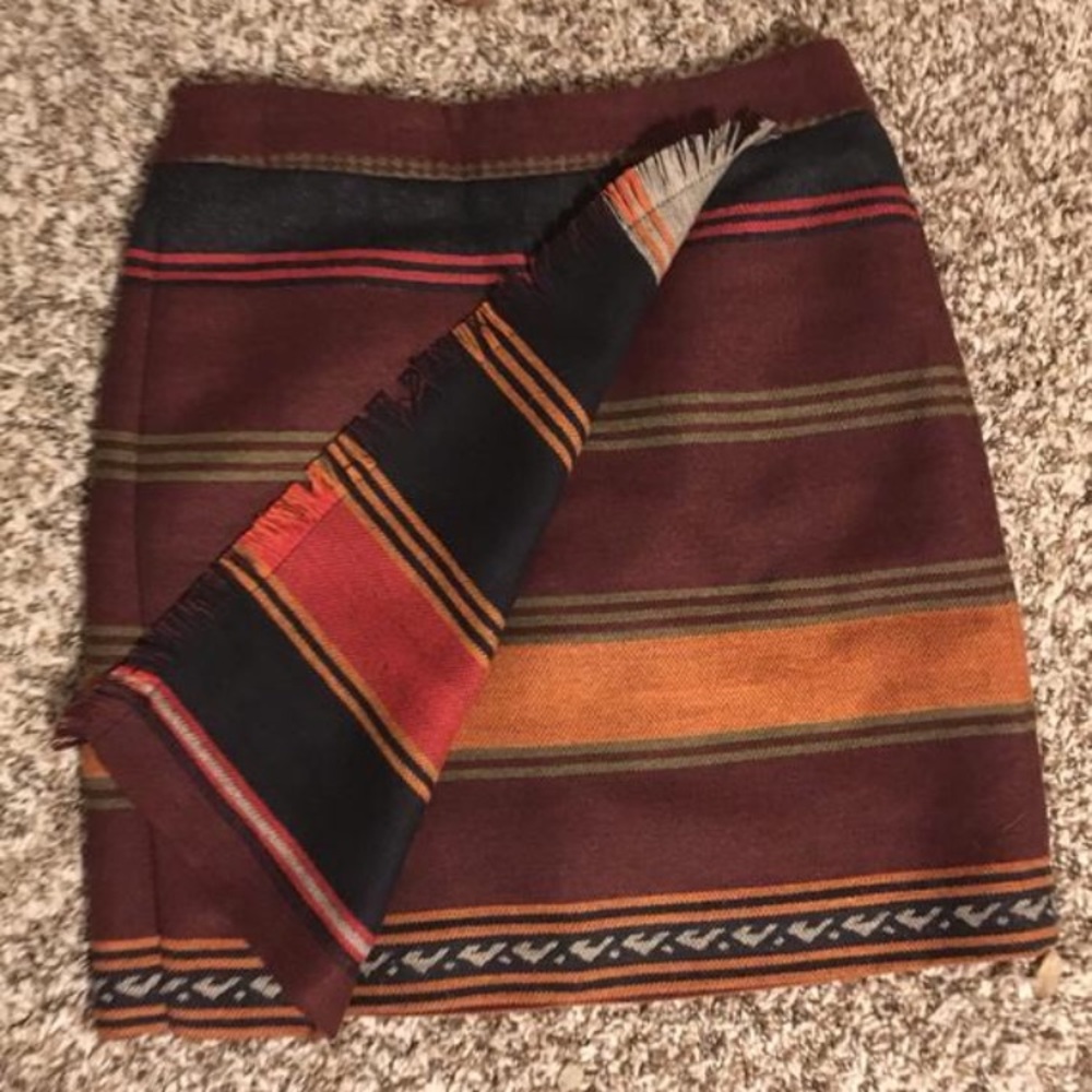 Southwestern Navajo Print Fringed Blanket Skirt